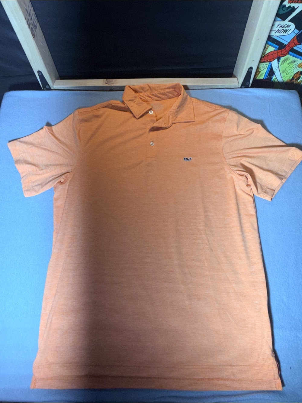 Vineyard Vines Men's Orange Heather Polo with Whale Logo #0063